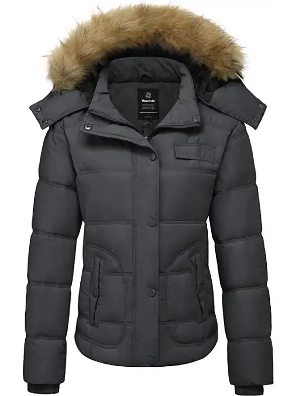 Women's Quilted Puffer Jacket Padded with Faux Fur Hooded Valley II