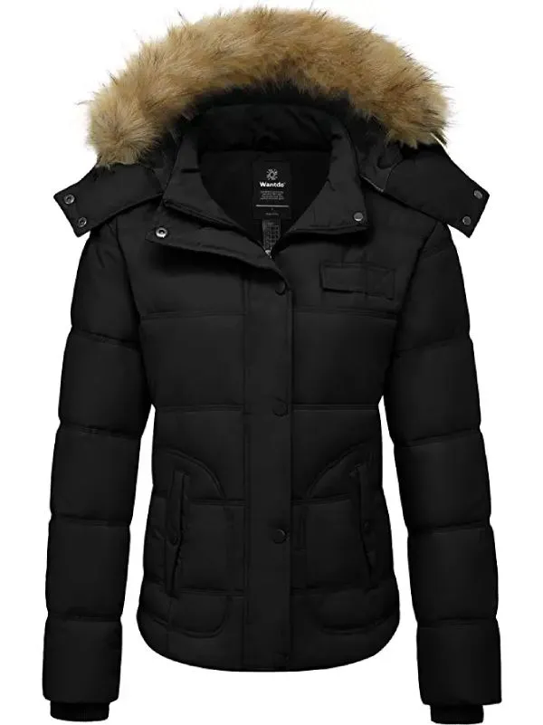 Women's Quilted Puffer Jacket Padded with Faux Fur Hooded Valley II