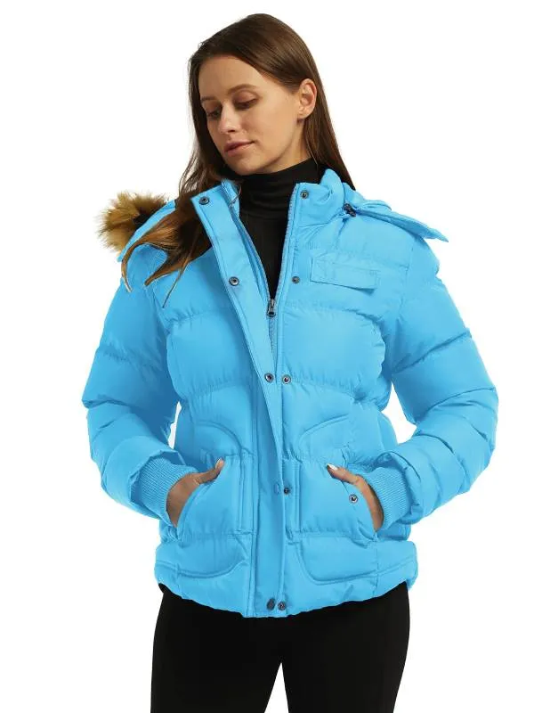 Women's Quilted Puffer Jacket Padded with Faux Fur Hooded Valley II