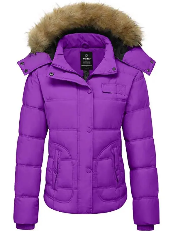 Women's Quilted Puffer Jacket Padded with Faux Fur Hooded Valley II