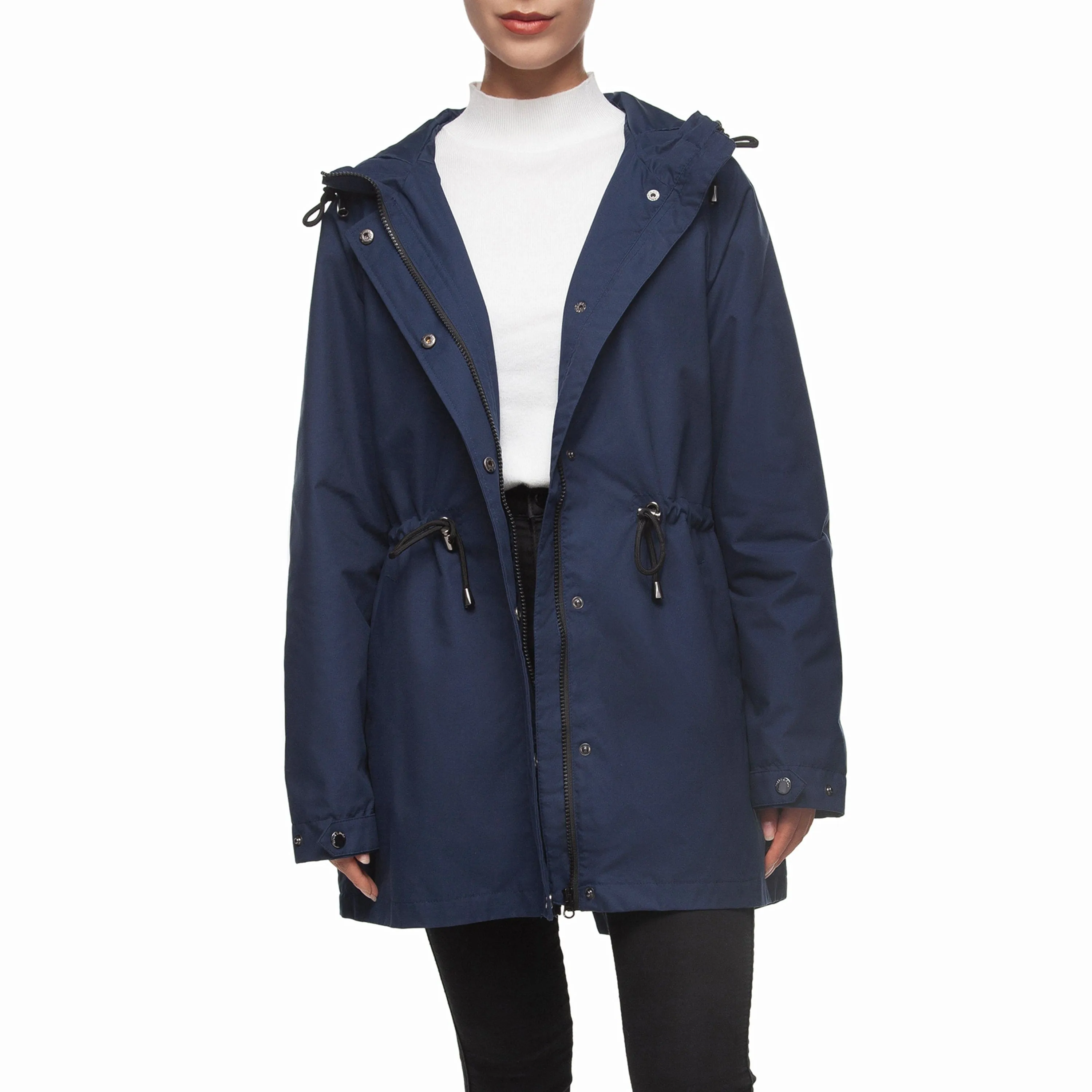 Women's Water-Resistant Anorak Hooded Rain Jacket Trench Coat…