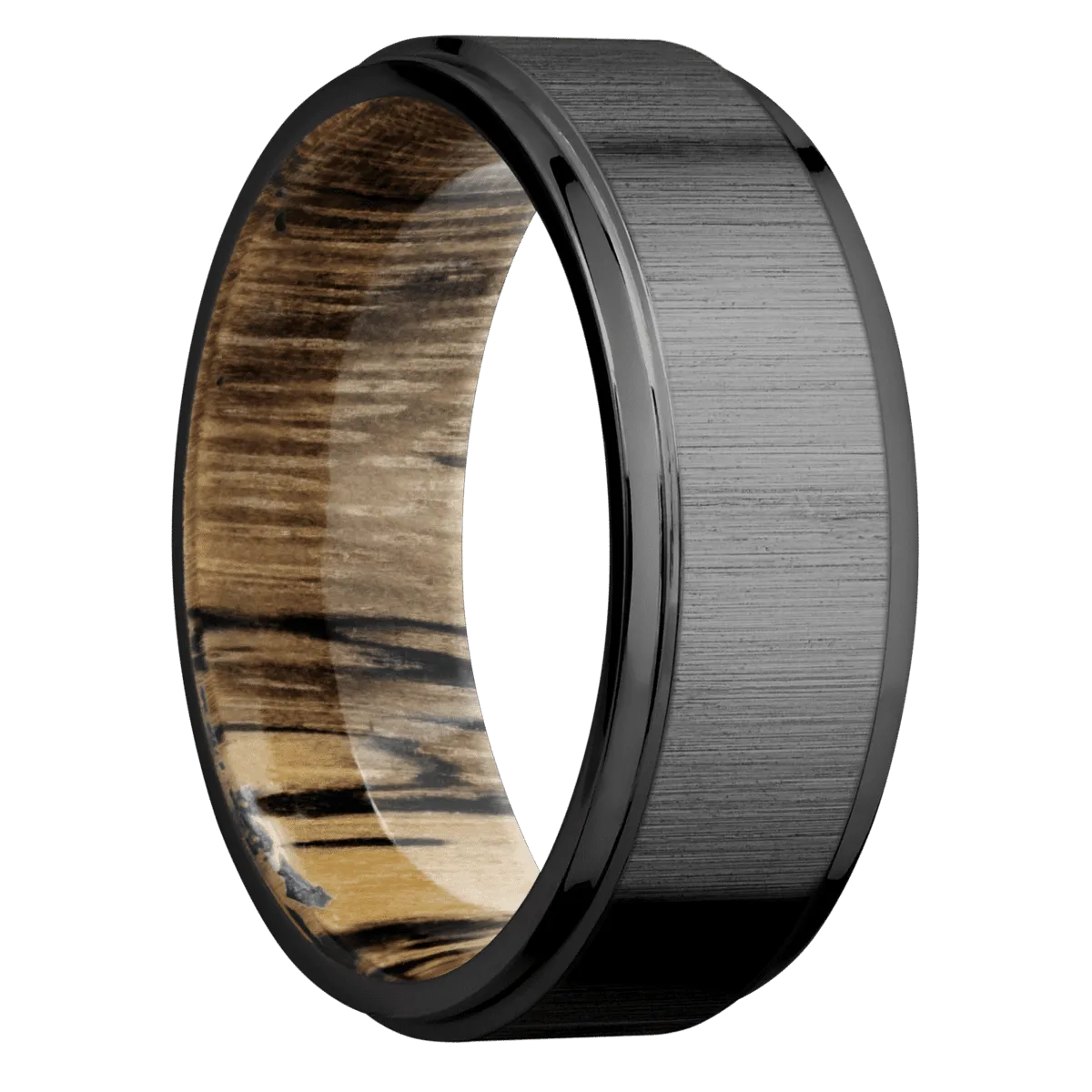 Zirconium with Crosssatinblack , Polish Finish and Spalted Tamarind